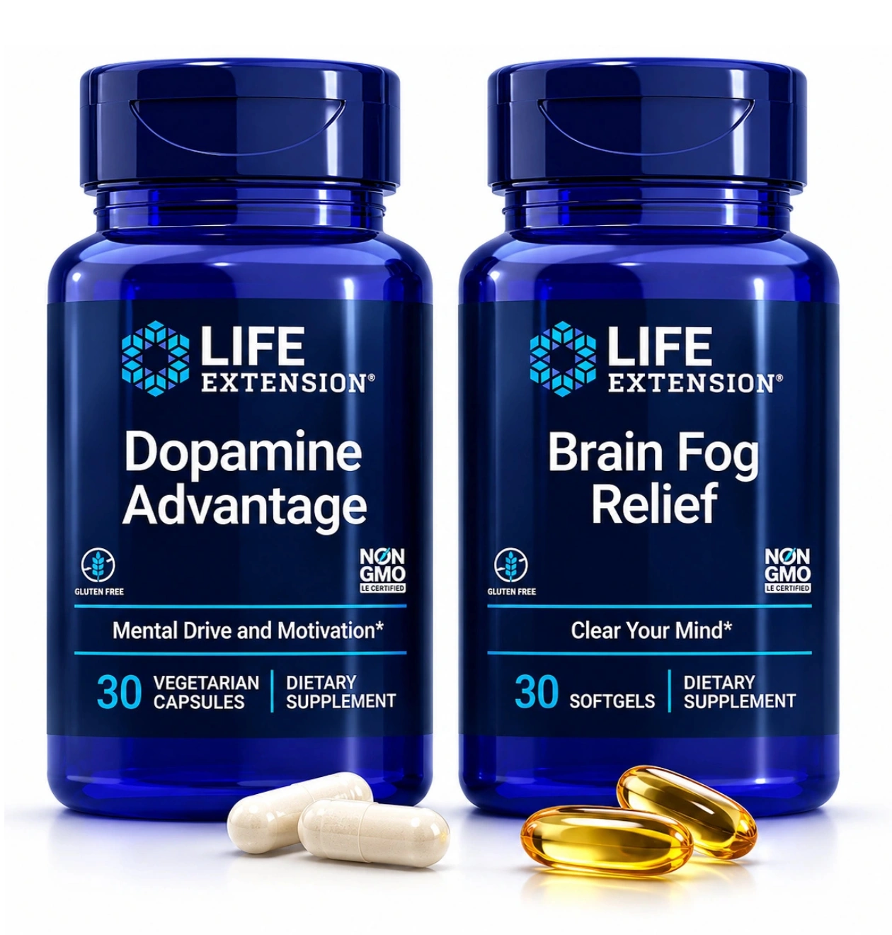 Life Extension Dopamine Advantage in Brain Fog Relief dodatka za protokol OPTIMO FOCUS – fokus, koncentracija in mentalna jasnost