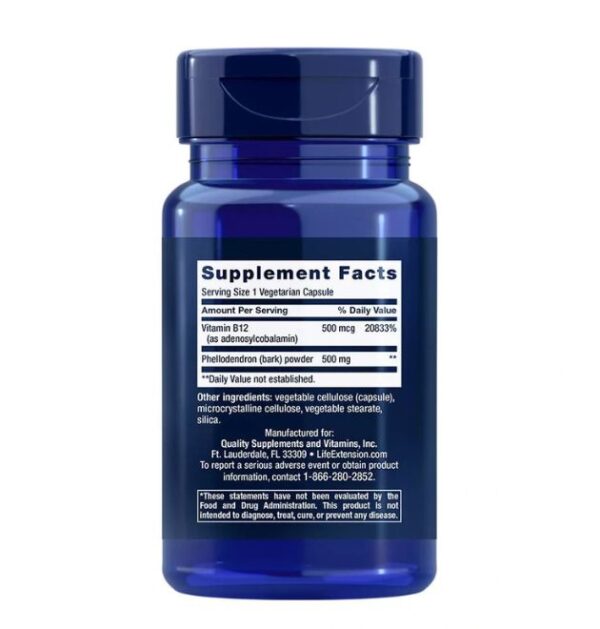 Life Extension Dopamine Advantage – sestava in Supplement Facts Life Extension Dopamine Advantage Supplement Facts: Vitamin B12 500mcg adenozilkobalamin in Phellodendron lubje 500mg sestava